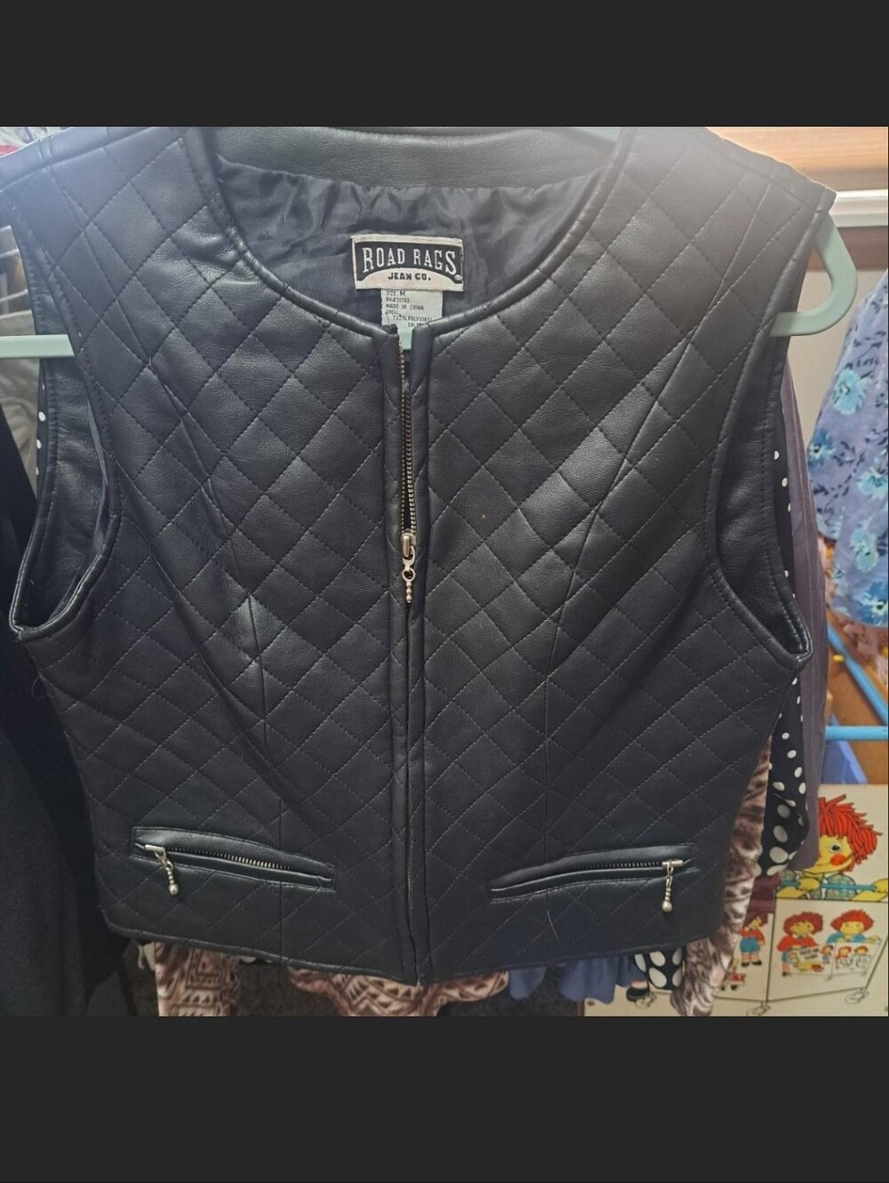 Quilted Black Faux Leather Vest